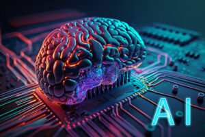 Computer Quest AI Solutions - Computer Quest - Business IT Services - Computer Quest - Business IT Services Colorful brain model resting on a microchip, with neon AI lighting to symbolize artificial intelligence.