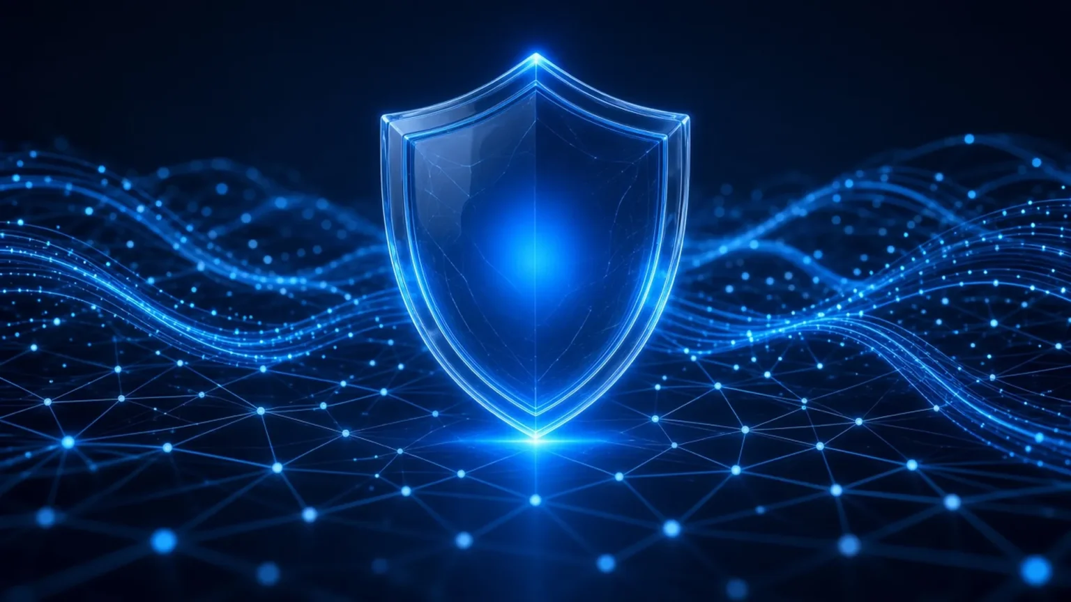 Computer Quest Cyber Security Solutions – glowing shield protecting a business network