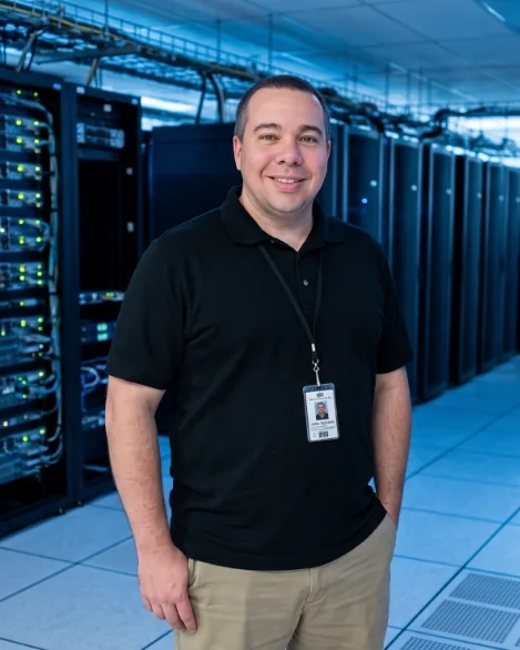 computer-quest-founder-michael-marecek - Computer Quest - Business IT Services Computer Quest Founder & CEO Michael Marecek in a data center
